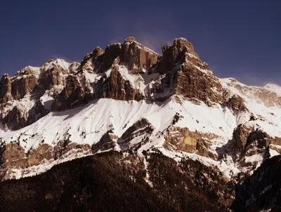 a large mountain with snow on it at Cordon Balcon Du Mont Blanc in Cordon