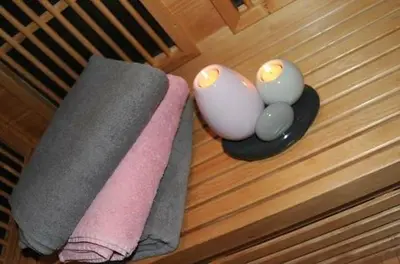 two eggs and a towel and a vase on the floor at La Boule de Neige in Samoëns
