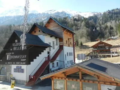 a building with a sign on the side of it at appartement T2 LES HOUCHES Pied des Pistes in Les Houches