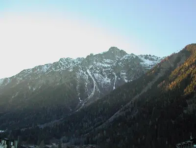 a mountain with trees and snow on top of it at Polaris - Chamonix in Chamonix-Mont-Blanc