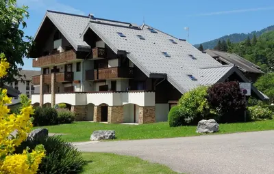 a large house with a metal roof at Samoëns Apartment 2 bedroom 50m2 modern and well equipt in Samoëns