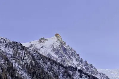 a mountain covered in snow and ice at Base Camp: Residence Ferme de Montenvers in Chamonix-Mont-Blanc