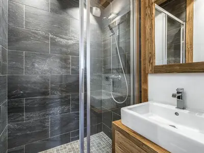 a bathroom with a shower and a sink at Superbe duplex à Megève pour 7 pers., parking - FR-1-453-25 in Megève