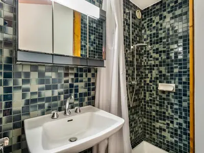 a bathroom with a sink and a shower at Appartement 2 Chambres à Megève, Proche Pistes, WiFi - FR-1-453-32 in Megève