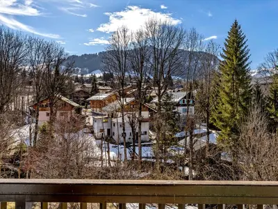 a view of a town from a bridge at Appartement confort 2 pièces Megève - Wifi, Parking - FR-1-453-125 in Megève