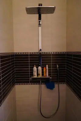 a bathroom with a shower with a shower head at Chalet Kizuna in Saint-Gervais-les-Bains