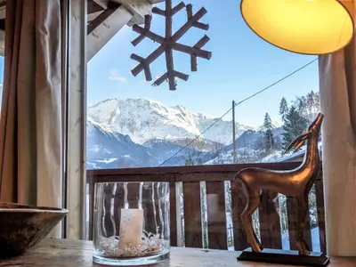 a mountain range with trees in front of it at Chalet du Bulle by Interhome in Saint-Gervais-les-Bains