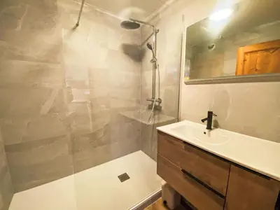a bathroom with a shower and a sink at Apartment L'Espace Montagne-11 by Interhome in Chamonix-Mont-Blanc