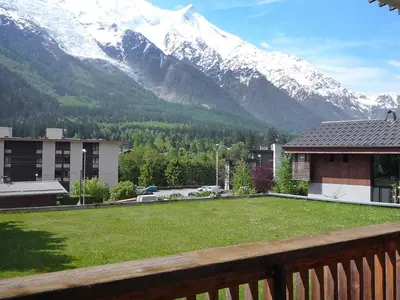 a balcony with a view of a mountain at Apartment Les Pècles by Interhome in Chamonix-Mont-Blanc