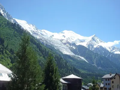 a view of a mountain with snow capped mountains at Apartment Le Grépon-1 by Interhome in Chamonix-Mont-Blanc