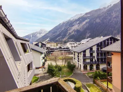 a view of a town with mountains in the background at Apartment Le Grépon-1 by Interhome in Chamonix-Mont-Blanc