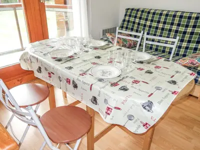two bunk beds in a small room with a door at Apartment L'Enclave I et J-7 by Interhome in Les Contamines-Montjoie