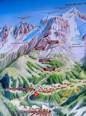 a painting of a map of a mountain at Saint Gervais - Le Bettex T3 Duplex (1400m d'altitude)/ 55m2 / Vue Mont Blanc - Aux Pieds des Pistes! in Saint-Gervais-les-Bains