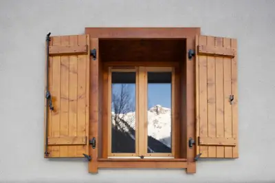 a window on the side of a building at Villa Mont Blanc in Chamonix-Mont-Blanc