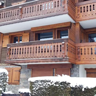 a house on the side of a hill with trees at Les Fermes Mégevannes in Megève
