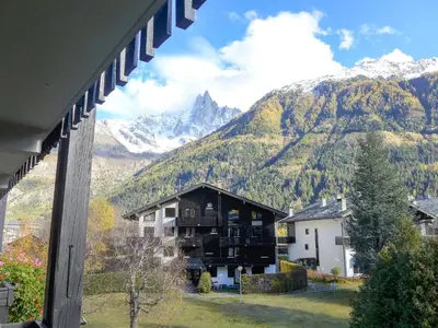 a view of a mountain from a window at Apartment Champraz-15 by Interhome in Chamonix-Mont-Blanc