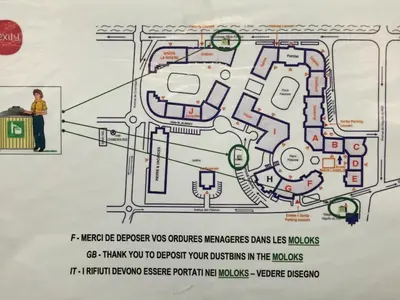 a map of the colosseum with a man standing next to it at Le Balme Studio WiFi/Parking/Balcony in Chamonix-Mont-Blanc