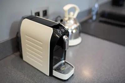 a toaster sitting on top of a kitchen counter at Chalet Byram in Saint-Gervais-les-Bains