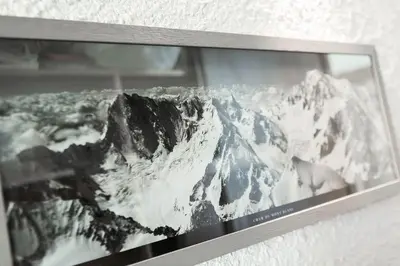 a framed picture of a snow covered mountain at APARTMENT BEAUSITE - Alpes Travel - Central Chamonix - Sleeps 2-4 in Chamonix-Mont-Blanc