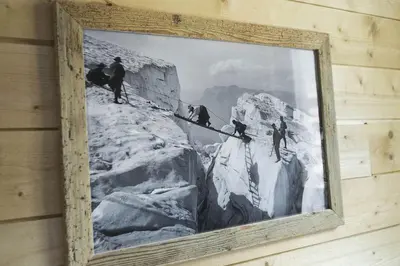 a framed picture of people on a mountain at APARTMENT BEAUSITE - Alpes Travel - Central Chamonix - Sleeps 2-4 in Chamonix-Mont-Blanc