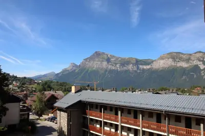 a view of the mountains from a building at 2 Pièces 6 Pers centre station (GV211) in Les Carroz d'Araches