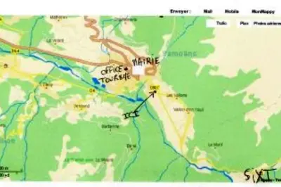 a map of a map of a road at Appartement cosy à Samoëns avec jacuzzi in Samoëns