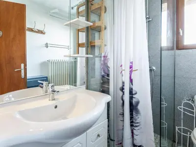 a bathroom with a sink and a shower at Apartment A la Claire Fontaine 1 by Interhome in Mémontel