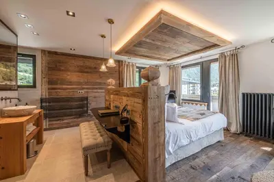 a room with a sign on the inside of a house at Chalet-Hôtel Hermitage in Chamonix-Mont-Blanc