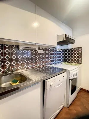 a kitchen with a sink and a stove at SL127 - 2 Pièces 4 Pers centre Carroz in Les Carroz d'Araches