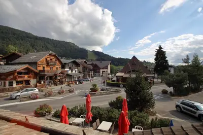 a view of a town with a street and buildings at SL127 - 2 Pièces 4 Pers centre Carroz in Les Carroz d'Araches