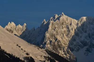 a large mountain range with snow on it at Face Mont-Blanc in Passy