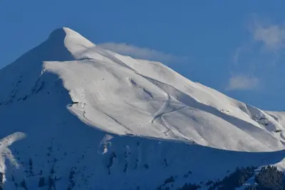 a mountain covered in snow on top at Face Mont-Blanc in Passy