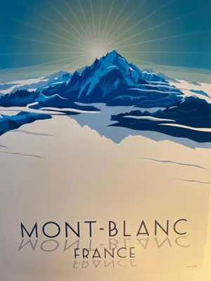 a poster of a mountain range with the words mount blame damage at Chalet Mountain Vibes in Les Houches