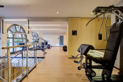a gym with treadmills and a treadmill at Résidence Luxe 5*,Spa & Fitness, La Cordée Appartement 821 in Chamonix-Mont-Blanc