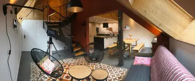an overhead view of a living room and a kitchen at Vues incroyables - Glaciers, lacs et montagnes in Chamonix-Mont-Blanc