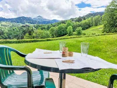 a view of a mountain range with snow covered mountains at Apartment Le Parc du Mont Joly-3 by Interhome in Saint-Gervais-les-Bains