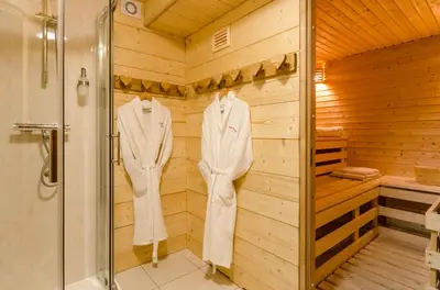 a bathroom with a sink and a toilet and a mirror at Les Clochettes in Megève