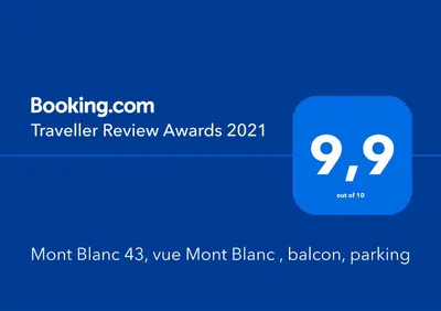 a screenshot of a phone with the month blair blair awards at Mont Blanc 43, vue Mont Blanc , balcon, parking in Chamonix-Mont-Blanc