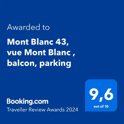 a screenshot of a phone with the words mont blanc we mont blanca at Mont Blanc 43, vue Mont Blanc , balcon, parking in Chamonix-Mont-Blanc