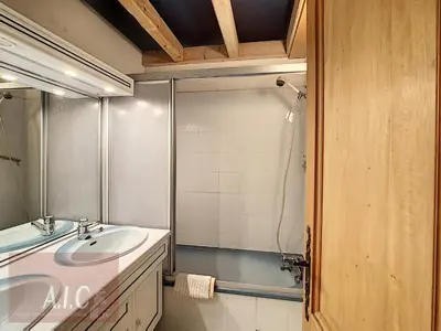 a bathroom with a sink and a shower at Grand Duplex 110m² 3 Chambres avec Balcon & Terrasse - FR-1-560-3 in Combloux