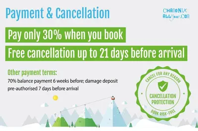 a flyer for a parkervation and cancellation event with a picture of trees at Le Paradis 25 Apartment - Chamonix All Year in Chamonix-Mont-Blanc