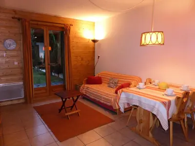 a living room with a couch and a table at Résidence Les Amethystes B - Améthystes B02 MAE-6409 in Les Houches