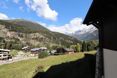 a view of a valley with mountains in the background at Résidence Les Hauts De Chavants - Hauts de Chavants Vallot 3 MAE-6414 in Les Houches