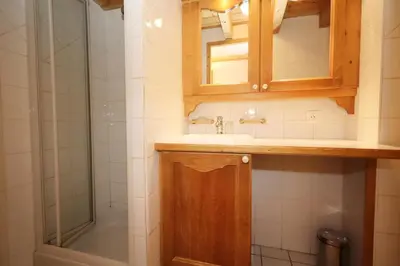 a bathroom with a sink and a shower at Résidence Les Hauts De Chavants - Hauts de Chavants Vallot 3 MAE-6414 in Les Houches