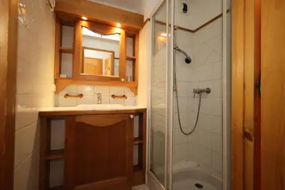 a bathroom with a sink and a shower at Résidence Les Hauts De Chavants - Hauts de Chavants Berard 01 MAE-6419 in Les Houches