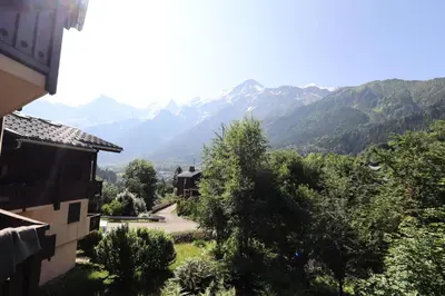 a view of a valley with mountains in the background at Résidence Le ChÂteau Bruyeres - Château B42 MAE-6432 in Les Houches