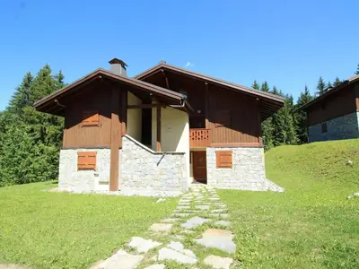 a building on top of a hill with a grass at Duplex chaleureux 4 pièces avec wifi, parking, proche spa & bus pour ski - FR-1-572-43 in Les Carroz d'Araches