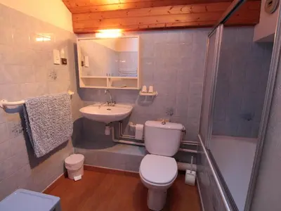 a bathroom with a toilet and a sink and a shower at Appartement 8 pers, 4 pièces, 50m des pistes, parking, balcon, proche commerces - FR-1-572-88 in Les Carroz d'Araches