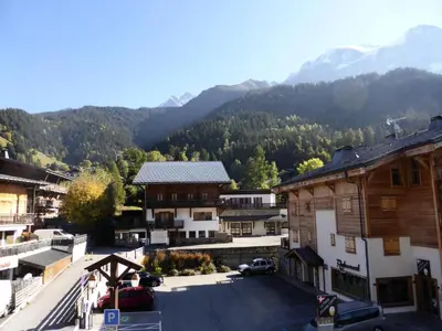 a view of a town with mountains in the background at Résidence Cressoua - Cressoua A11 MAE-5338 in Les Contamines-Montjoie