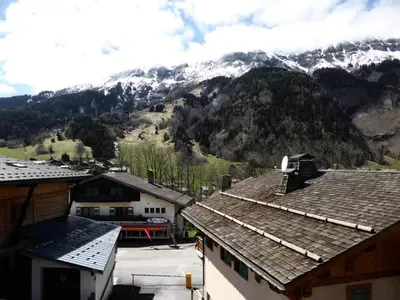 a view of a mountain with snow covered mountains at Résidence Chamois - Chamois 22 MAE-5363 in Les Contamines-Montjoie